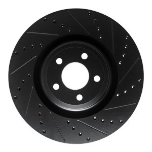 Ford Explorer Brake Rotor (1) - Front Right - R1 Concepts - Drilled & Slotted - Black - `20-`25